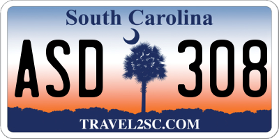 SC license plate ASD308