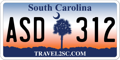 SC license plate ASD312
