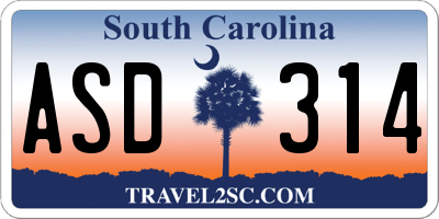SC license plate ASD314