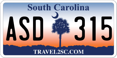 SC license plate ASD315