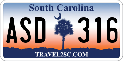 SC license plate ASD316