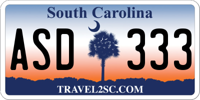 SC license plate ASD333