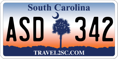 SC license plate ASD342