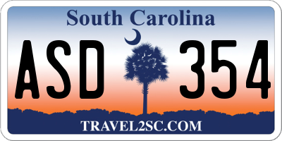 SC license plate ASD354
