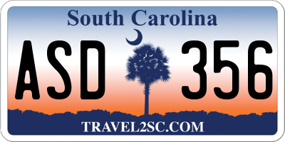 SC license plate ASD356