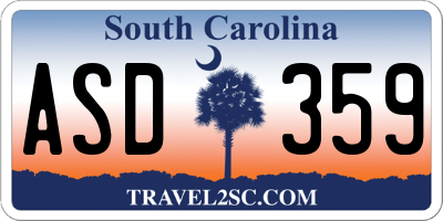 SC license plate ASD359