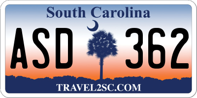 SC license plate ASD362