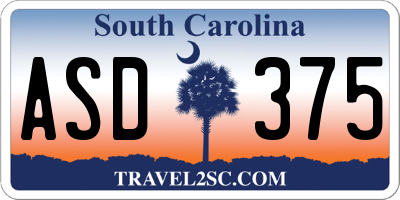 SC license plate ASD375