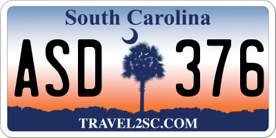 SC license plate ASD376