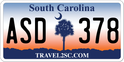 SC license plate ASD378