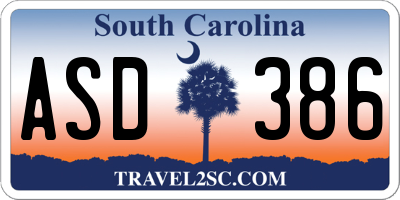 SC license plate ASD386