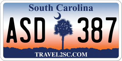 SC license plate ASD387