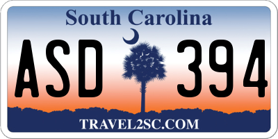 SC license plate ASD394