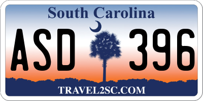 SC license plate ASD396