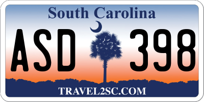 SC license plate ASD398