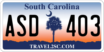 SC license plate ASD403
