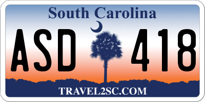 SC license plate ASD418