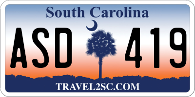 SC license plate ASD419