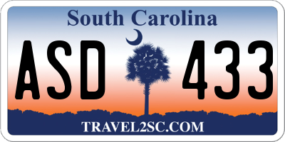 SC license plate ASD433