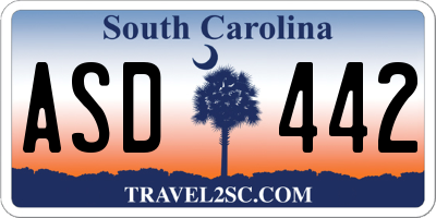 SC license plate ASD442