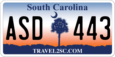 SC license plate ASD443