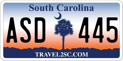 SC license plate ASD445