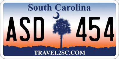 SC license plate ASD454