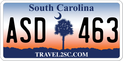 SC license plate ASD463