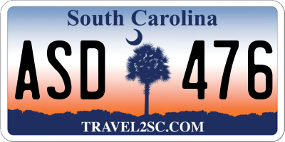 SC license plate ASD476