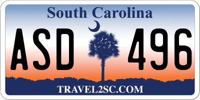 SC license plate ASD496