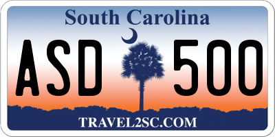 SC license plate ASD500