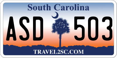 SC license plate ASD503