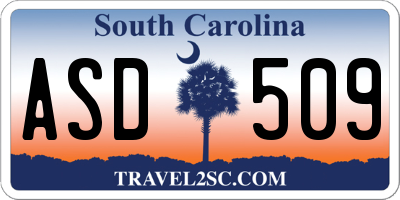 SC license plate ASD509