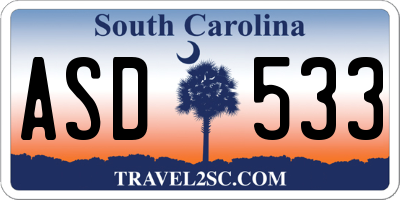 SC license plate ASD533