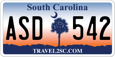 SC license plate ASD542