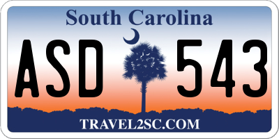 SC license plate ASD543