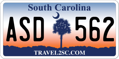 SC license plate ASD562