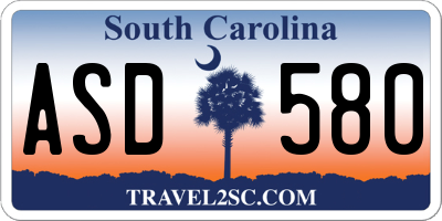 SC license plate ASD580