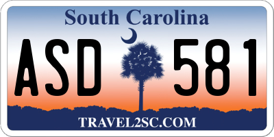 SC license plate ASD581