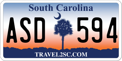 SC license plate ASD594