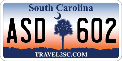 SC license plate ASD602