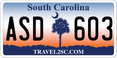 SC license plate ASD603