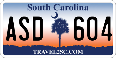 SC license plate ASD604
