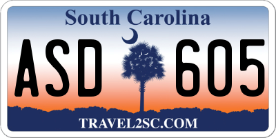 SC license plate ASD605