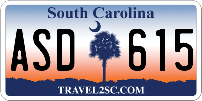 SC license plate ASD615