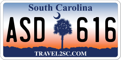 SC license plate ASD616