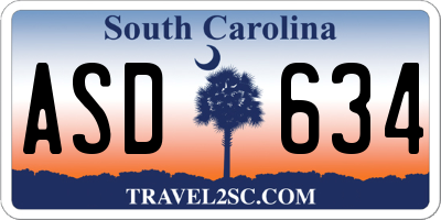 SC license plate ASD634