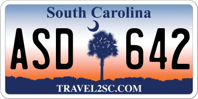 SC license plate ASD642