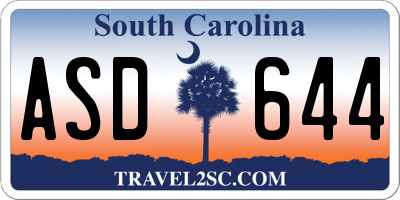 SC license plate ASD644