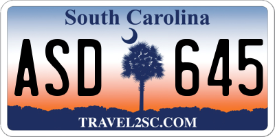 SC license plate ASD645